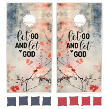 Låt Gud Coral Blue Blommigt Art Christian