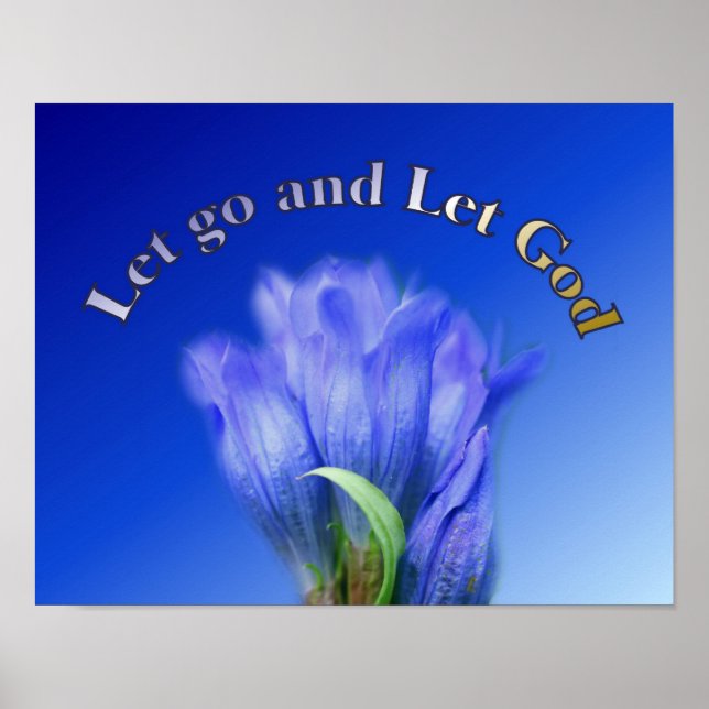 Låt Gud Gentian Flower inspirationsoffert gå Poster (Framsidan)
