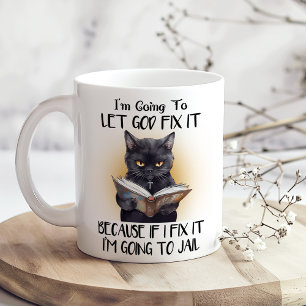 Låt Gud laga det, det är roligt Sarcastic Black Ca Kaffemugg
