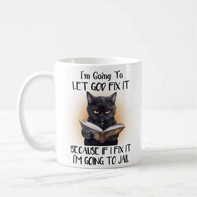 Låt Gud Rolig Katt Mugg (Vänster)