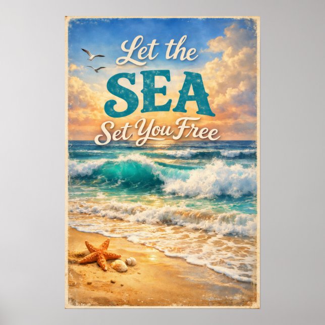 Låt havet befria dig – Avslappnande havsvågor  Poster (Framsidan)