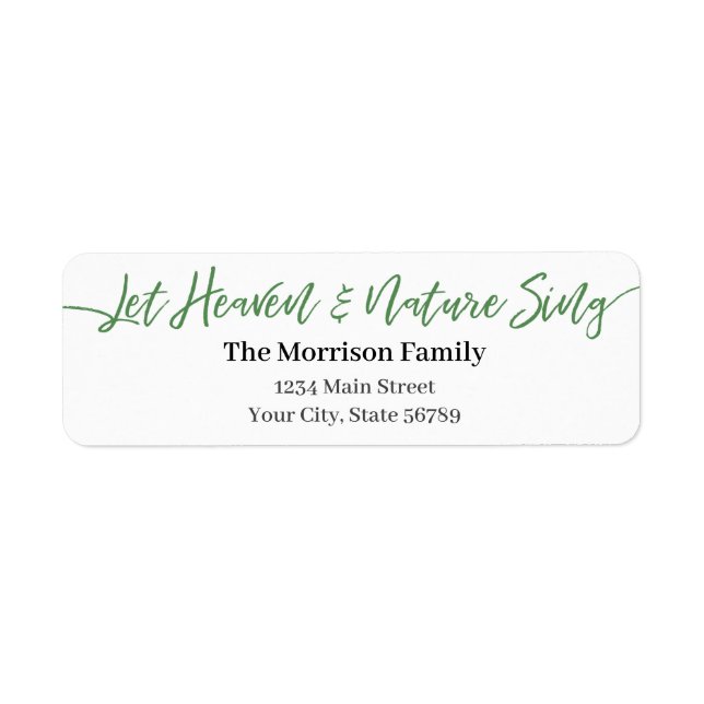 Låt Heaven & Nature Sjunga grönt script Returadress Etikett (Framsidan)