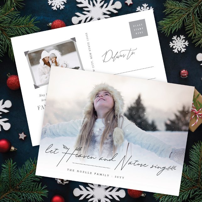 Låt Heaven & Nature Sjunga Religiösa julfoto Helg Vykort (Skapare uppladdad)