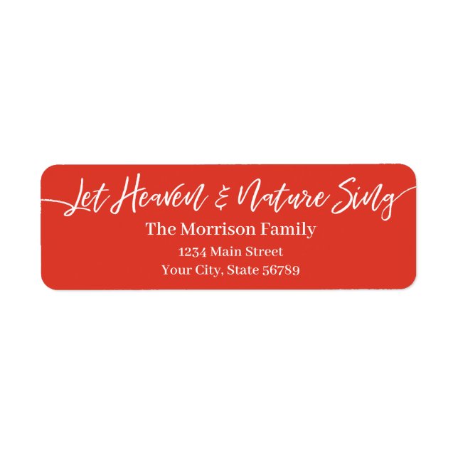 Låt Heaven & Nature Sjunga white script red Returadress Etikett (Framsidan)