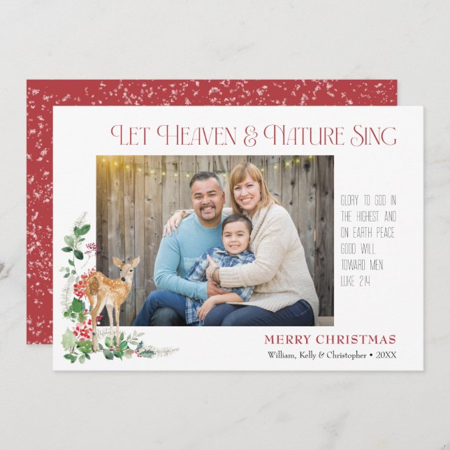 Låt himlen och naturen sjunga platt julkort (Fram/baksida)