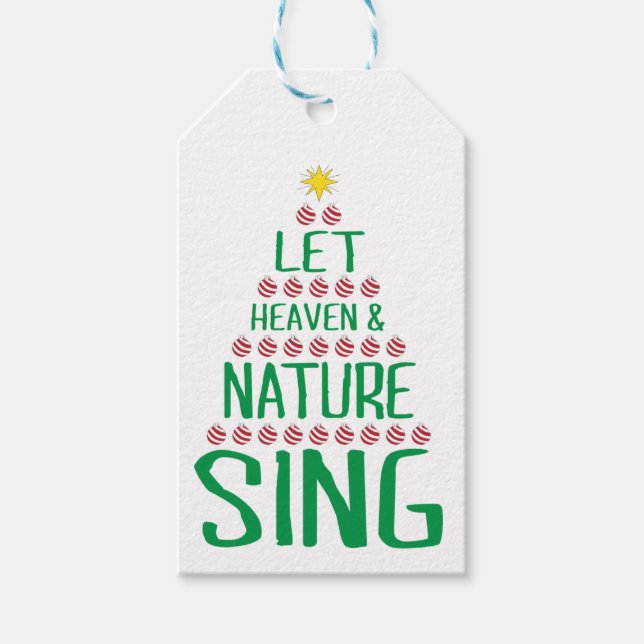 Låt himlen och naturens Sjunga X-mas Träd-bild Presentetikett (Framsidan)