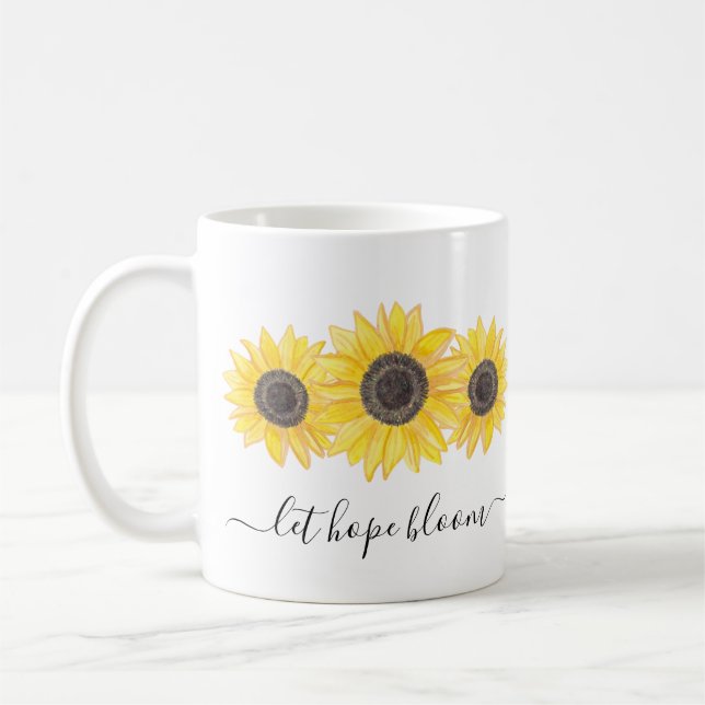 Låt Hope Bloom Quote Solros Blommigt Kaffemugg (Vänster)