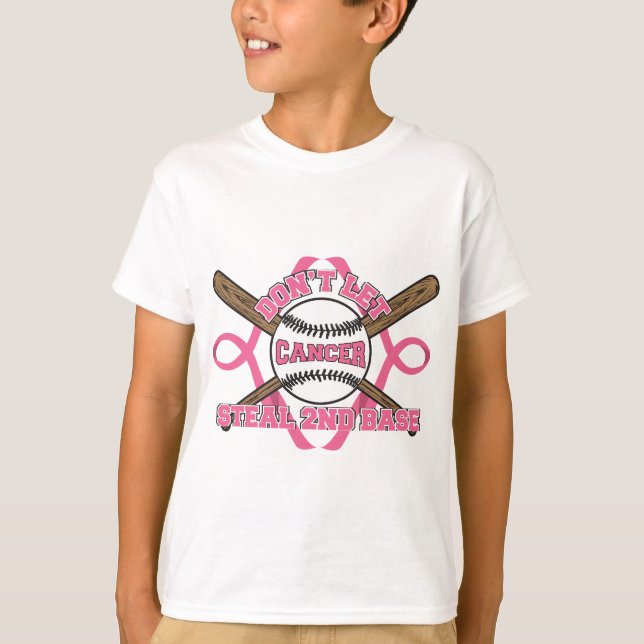 Låt inte cancer stjäla 2nd baserar - bröstcancer t shirt (Framsida)