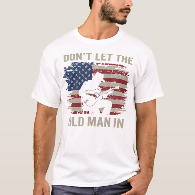 Låt inte den gamle i Cowboy US Flagga T Shirt (Framsida)