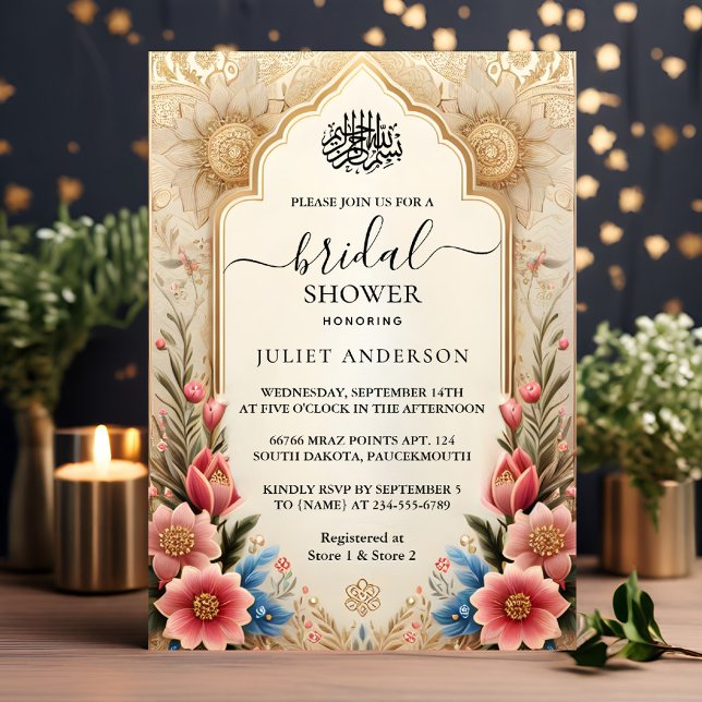 Låt Islam Nikah Arabiska Walima Muslim Möhippa Inbjudningar (Skapare uppladdad)
