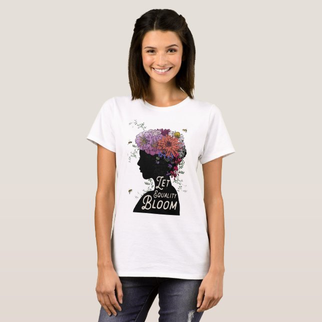 Låt jämställdhetblomkvinna T-tröja T Shirt (Hel framsida)