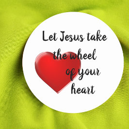 Låt Jesus ta hjulet på din hjärtklappare Runt Klistermärke