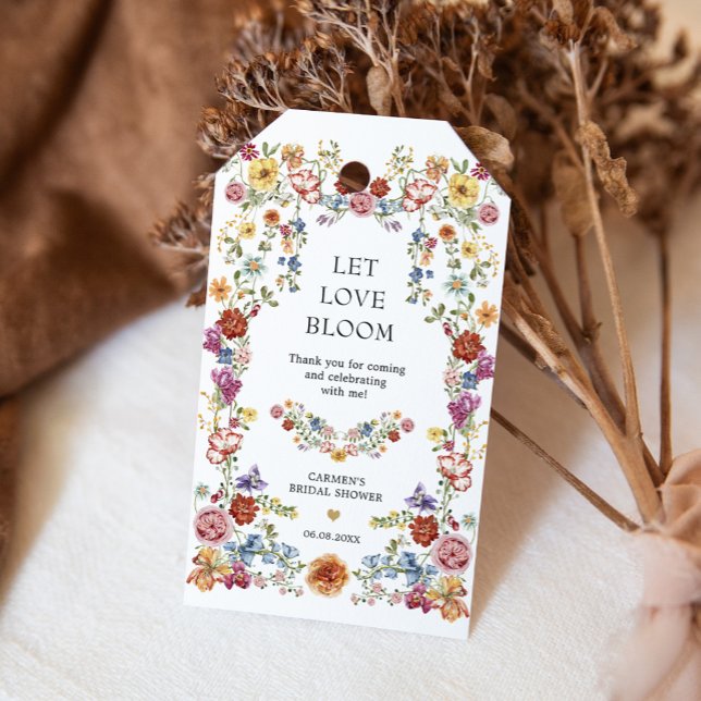 Låt Kärlek Bloom Boho Garden Flowers Möhippa Presentetikett (Skapare uppladdad)