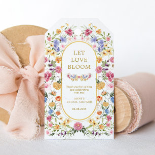 Låt Kärlek Bloom Colorful Wildblomma Möhippa Presentetikett