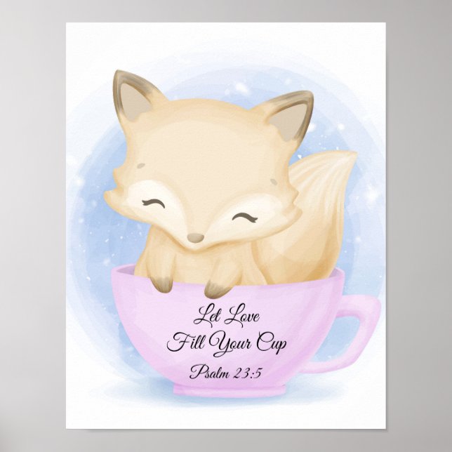 Låt Kärlek fylla Kopp Fox Animal Poster (Framsidan)