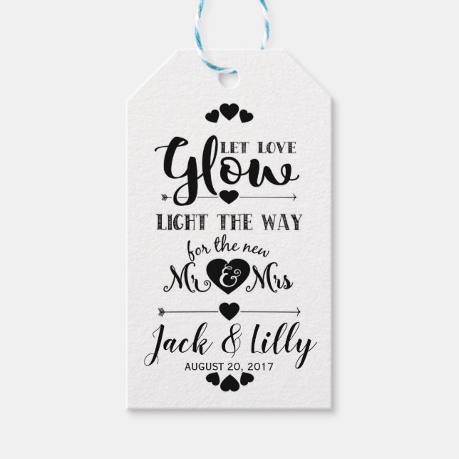 Låt kärlek gla bröllopet gynna märkrn med låspån presentetikett (Framsidan)