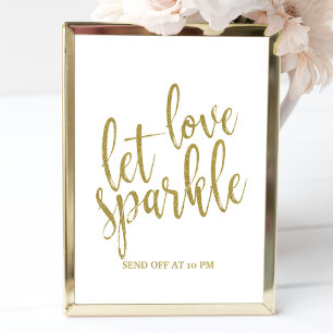 Låt kärlek glänta Guld Glitter 8x10 Bröllopsskylt Poster