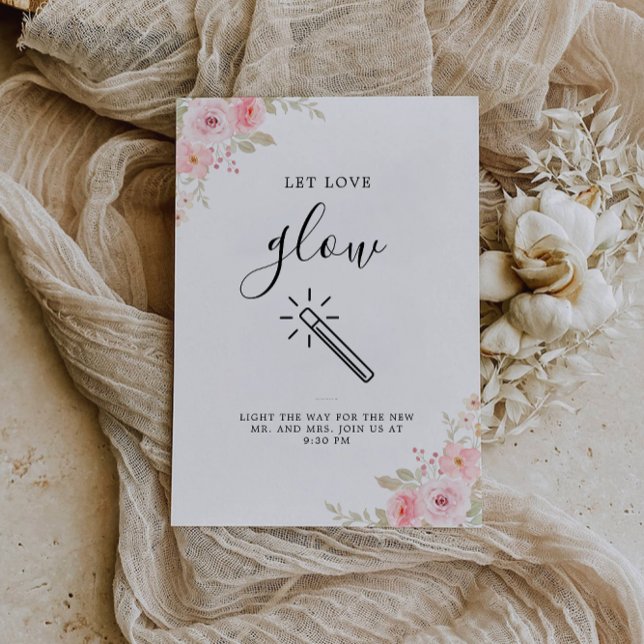 Låt Kärlek Glow Bröllop skriva Ro Inbjudningar (Let Love Glow Wedding Sign Template Rose)