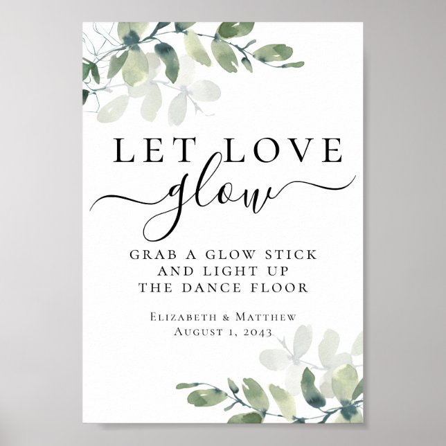 Låt Kärlek Glow Eucalyptus Bröllop underteckna Poster (Framsidan)