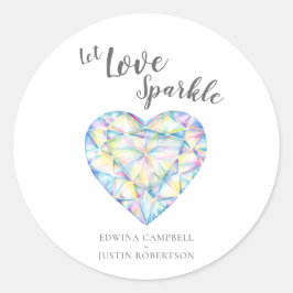 Låt kärlek gnistra diametra vattenfärgen bröllop i runt klistermärke