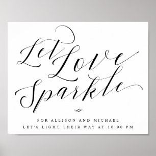 Låt Kärlek Gnistra Elegant Calligraphy Bröllop sig Poster