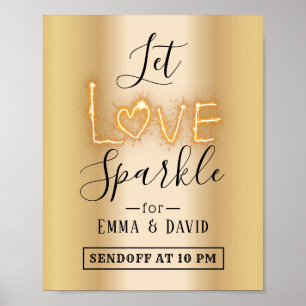 Låt Kärlek Gnistra Modern Guld skicka ut Bröllop-s Poster