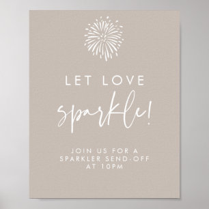 Låt Kärlek Gnistra Modern Taupe Calligraphy Bröllo Poster