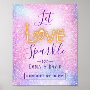 Låt Kärlek Gnistra Pastel Glitter skicka av Bröllo Poster