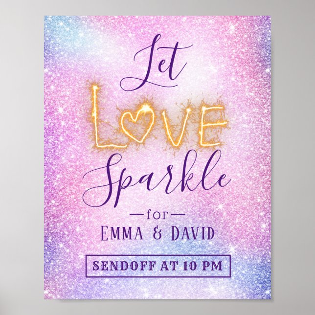 Låt Kärlek Gnistra Pastel Glitter skicka av Bröllo Poster (Framsidan)