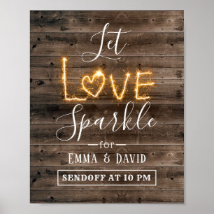 Låt Kärlek Gnistra Rustic Wood skicka ut Bröllop-s Poster