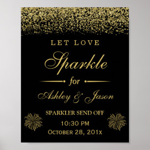 Låt Kärlek Gnistra skriva under Guld Glitter Bröll Poster