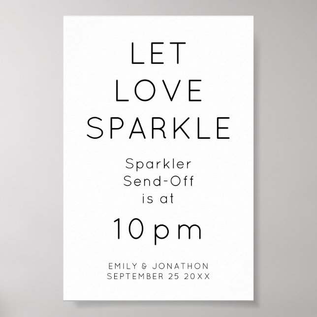 Låt Kärlek Gnistra Sparkler Time Bröllop signera Poster (Framsidan)