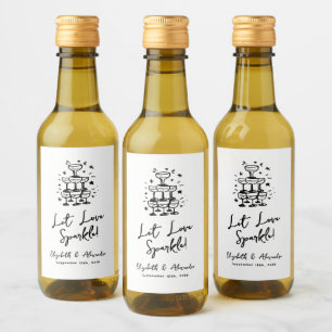 Låt Kärlek Gnistra Svarta Bröllop Hand plockade Vinetikett