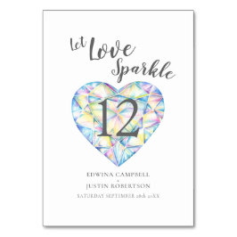 Låt kärlek gnistra vattenfärgsdiamant bordsnummer