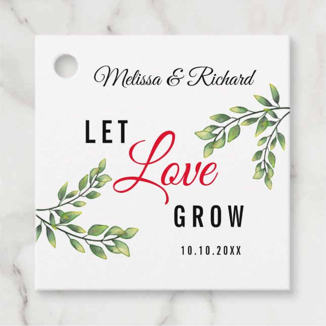 Låt Kärlek Grow Greenery Bröllop Tack Gåvor Etiketter (Framsida)