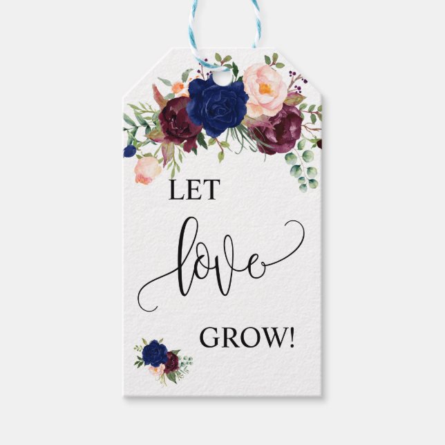 Låt Kärlek Grow-växtpresenten för marinbröllopsför Presentetikett (Framsidan)