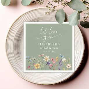 Låt Kärlek Grow Wildblomsage Grönt Möhippa Pappersservett