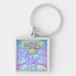 Låt Kärlek låta gud Guardian Angel Keychain Fyrkantig Silverfärgad Nyckelring