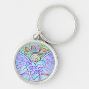 Låt Kärlek låta gud Guardian Angel Keychain Rund Silverfärgad Nyckelring