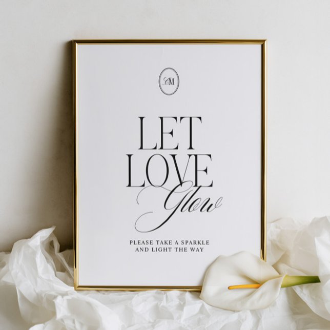 Låt Kärlek Lysa Gnist Avsked Bröllopsskylt (Let Love Glow Sparkler Send Off Wedding Sign)