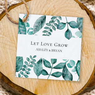 Låt Kärlek odla Elegant Teal Greenery Bröllop Gåvor Etiketter