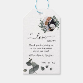 Låt Kärlek odla eukalyptus Greenery Wedding Favor  Presentetikett