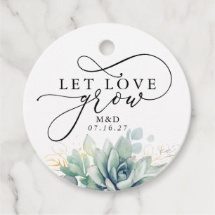 Låt Kärlek odla Guld Greenery Elegant bröllop Gåvor Etiketter