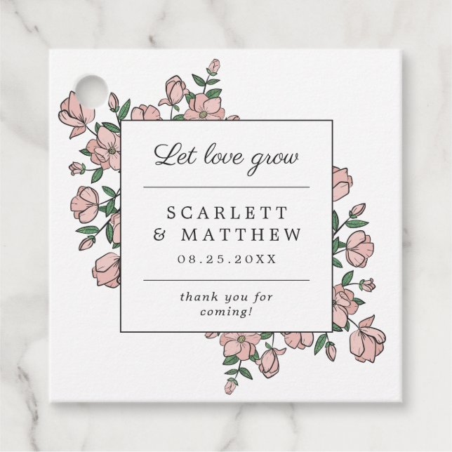 Låt Kärlek odla Hand plockade Flowers Bröllop Gåvor Etiketter (Framsida)