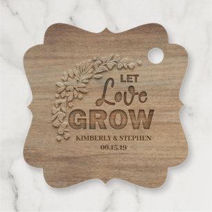 Låt Kärlek odla Rustic Wooden Bröllop Gåvor Etiketter