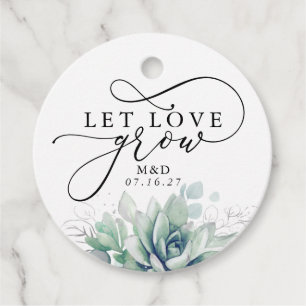 Låt Kärlek odla silver Greenery Elegant bröllop Gåvor Etiketter