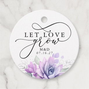 Låt Kärlek odla Silver Greenery Elegant bröllop Gåvor Etiketter
