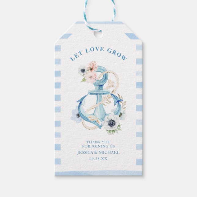 Låt Kärlek öka vattenfärgens Blommigt Anchor Bröll Presentetikett (Framsidan)