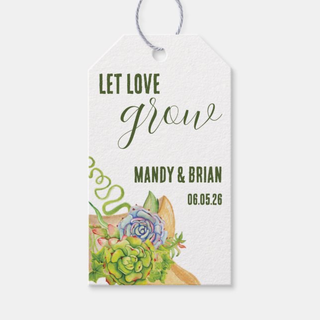 Låt kärlek växa, personlig succulentgåva presentetikett (Framsidan)