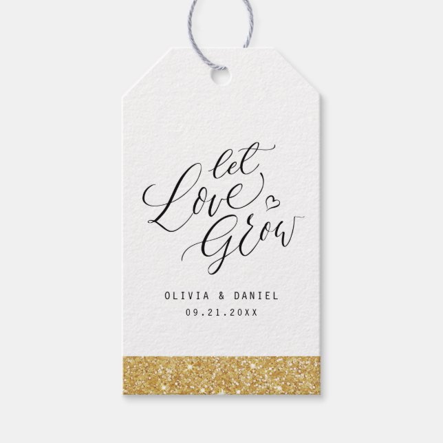 "Låt kärlek växa upp" den moderna kalligrafibröllo Presentetikett (Framsidan)